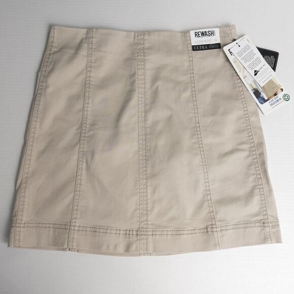Rewash A-Line Khaki Mini Skirt Size 9/29 Beige Stretch Y2K Preppy Light Academia - Picture 1 of 10